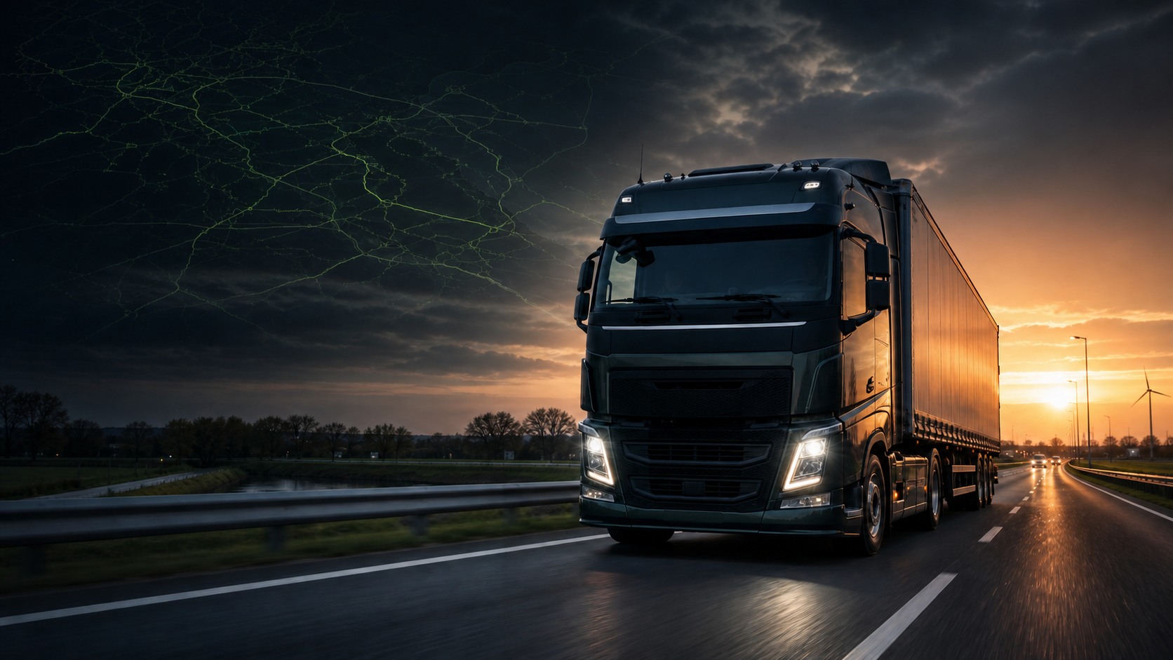 Vrachtwagen op snelweg zonder tekst of logos
